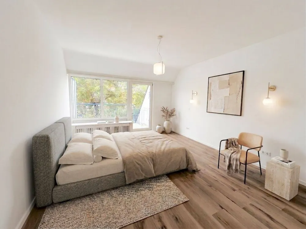 Oberkassel: Helle 2-Zimmer-Wohnung mit Balkon und Einbauküche