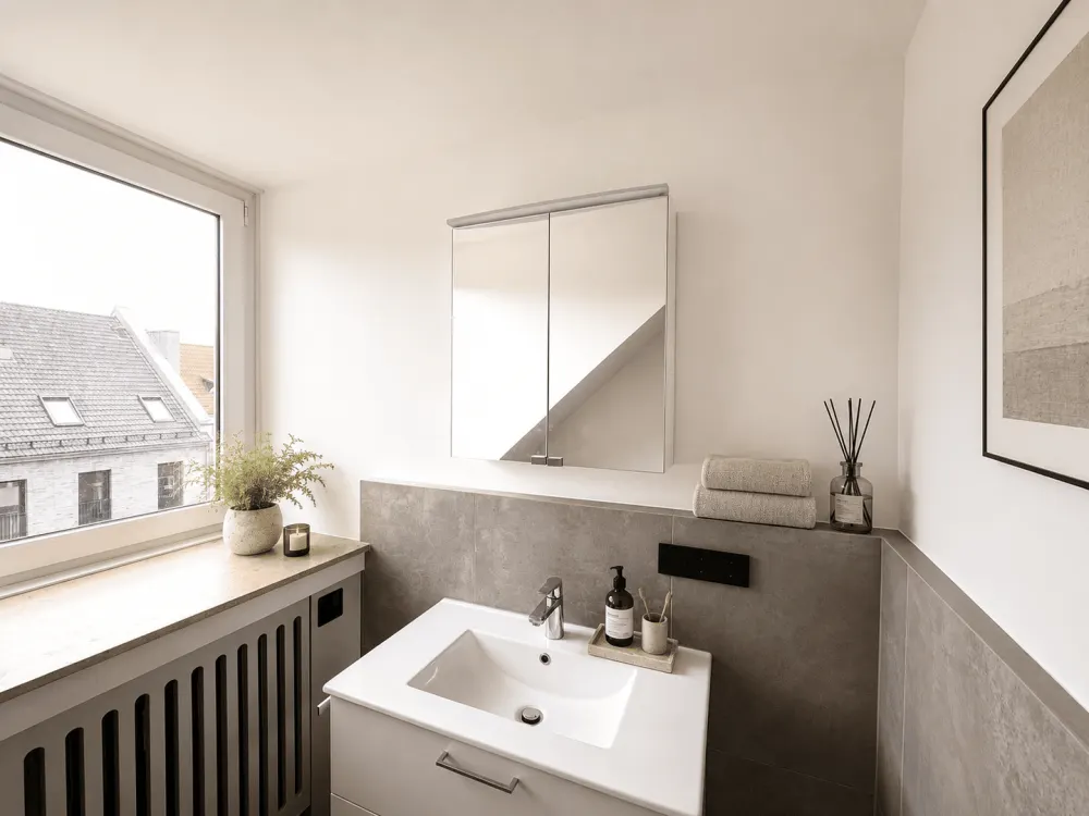Oberkassel: Helle 2-Zimmer-Wohnung mit Balkon und Einbauküche