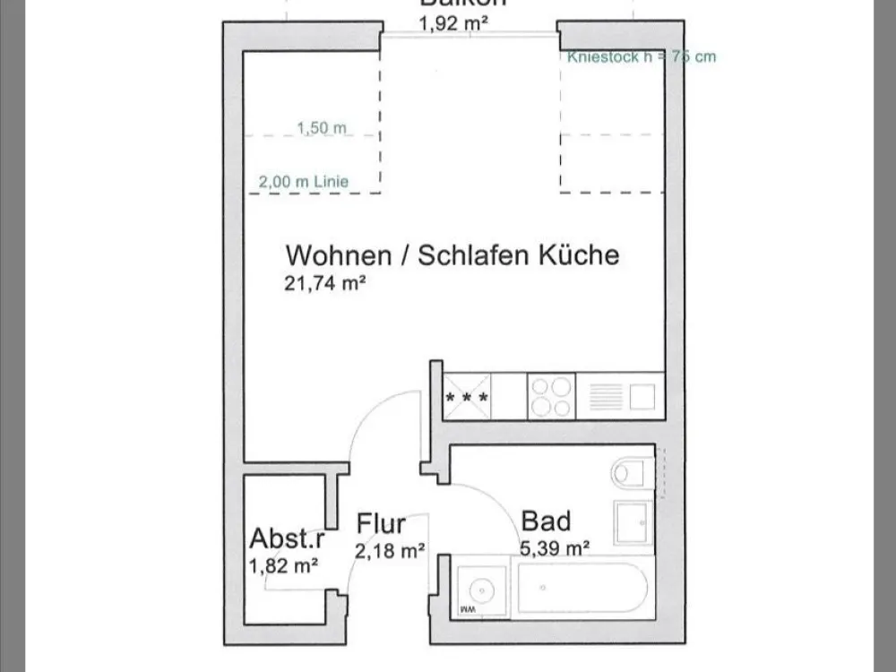 Voll möblierte 1 Zimmer Dachgeschoss Wohnung mit Stellplatz