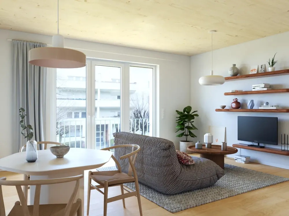 Offen gestaltete 2-Zimmer-Neubau-Wohnung