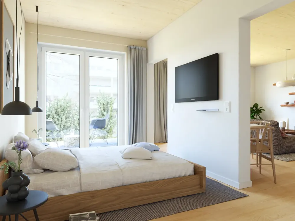 Offen gestaltete 2-Zimmer-Neubau-Wohnung