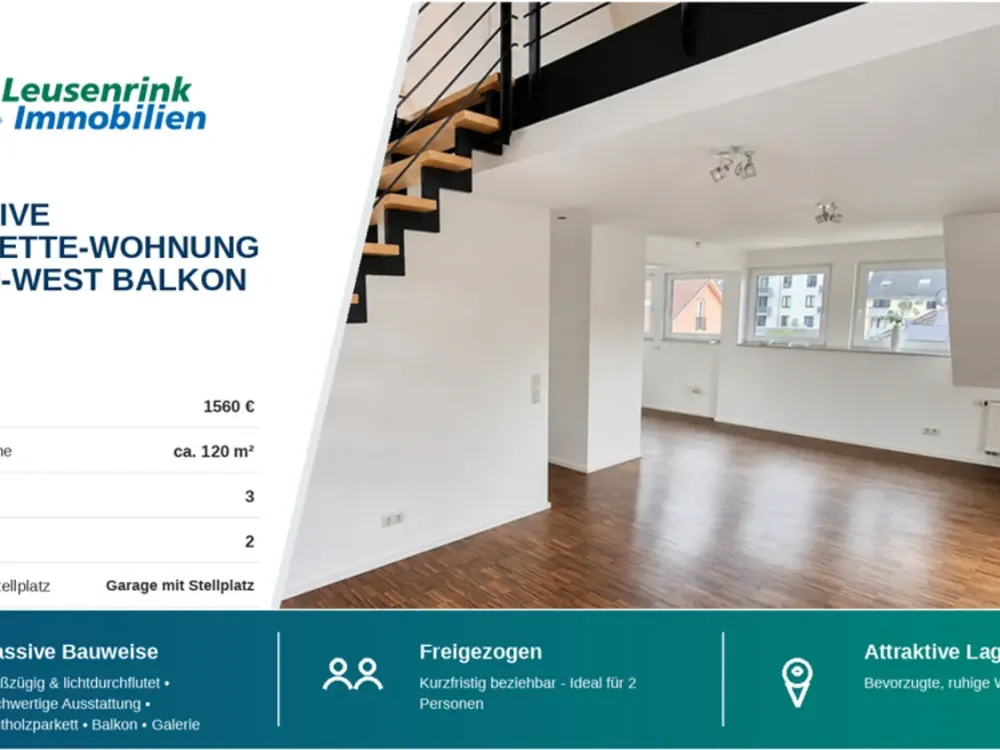 EXCLUSIVE MASIONETTE-WOHNUNG MIT SÜD-WEST BALKON IN BEVORZUGTER WOHNLAGE