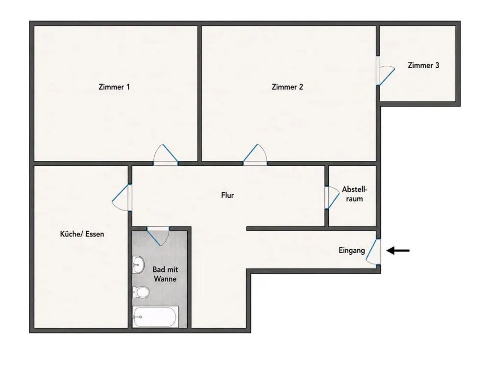 3-Raum-Wohnung, Erstbezug