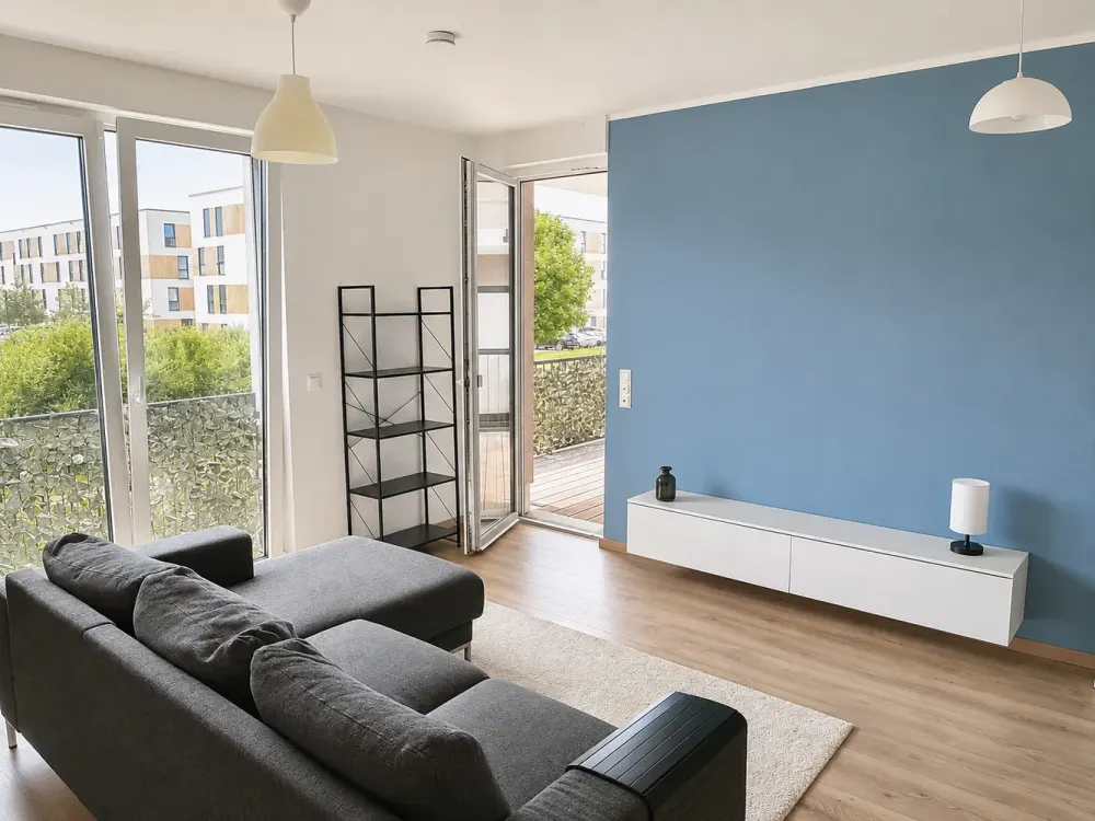 Möbliert einziehen: Barrierefreie 2-Zimmer-Neubauwohnung mit Südbalkon & Stellplatz