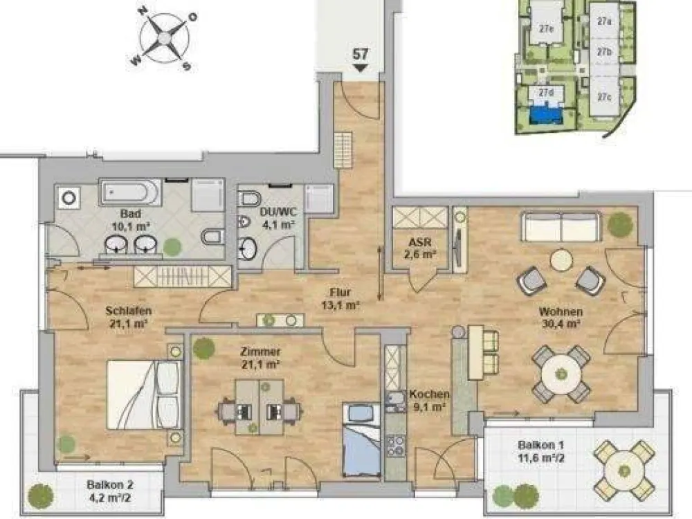* Traumblick - HafenCity - großzügige und moderne 3-Raumwohnung mit Balkon - direkt an der Elbe*