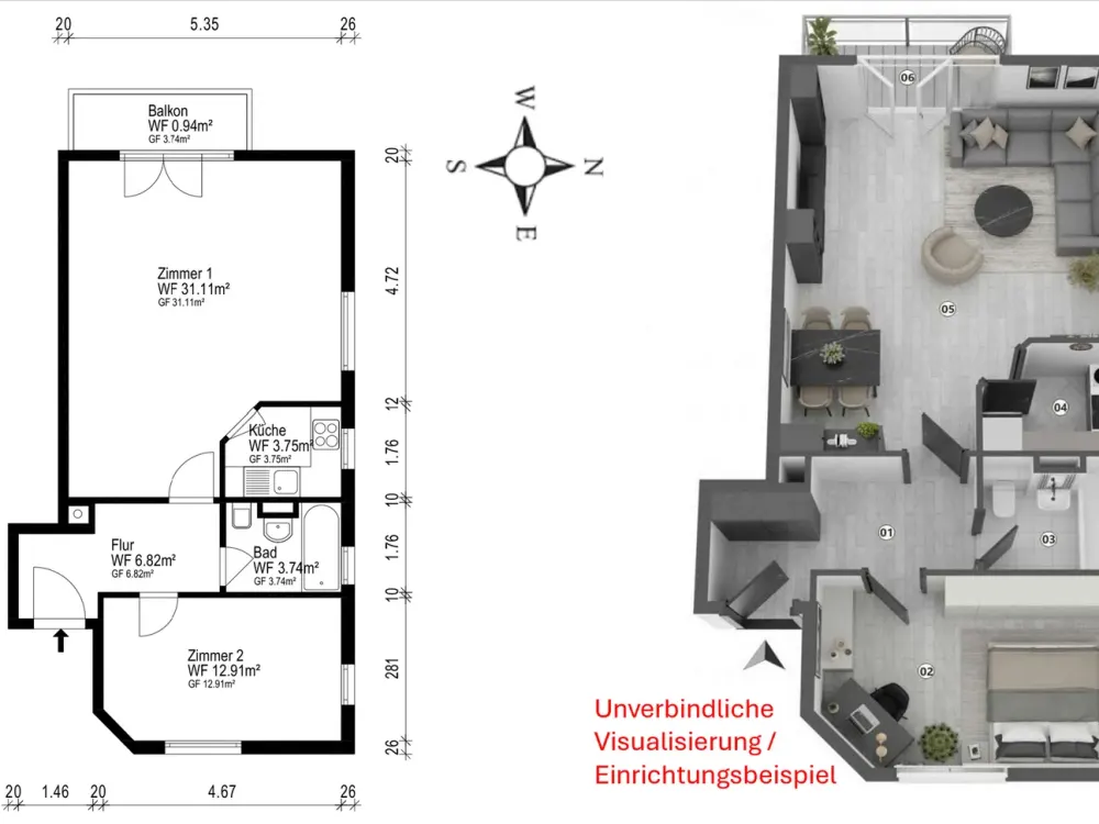 Helle 2-Zi-Wohnung am Ostpark | neuer EBK (WA-Anschluss) | Westbalkon | U-Bahn 80m | 2 Stellplätze