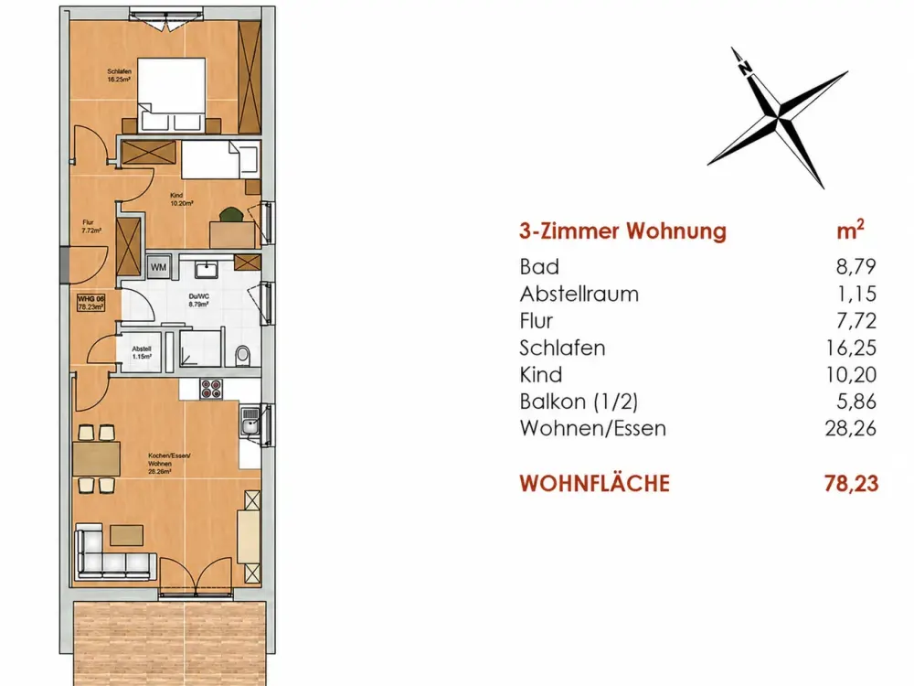 Attraktive 3-Zimmer-Wohnung mit Balkon