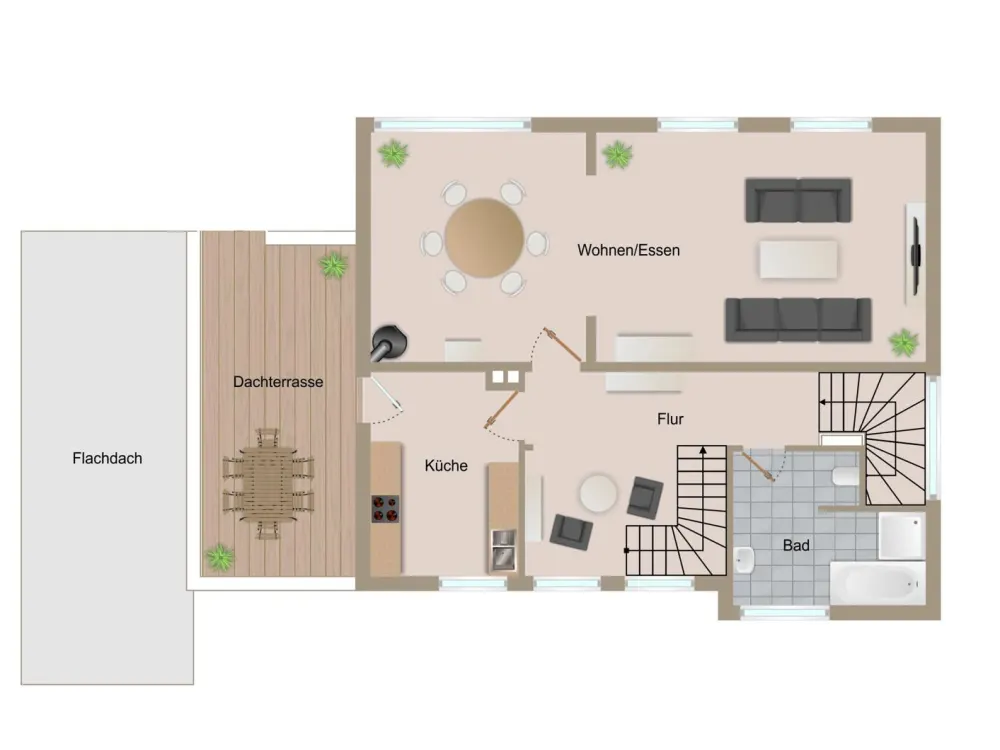 Wohnen auf zwei Ebenen: 126 m² Maisonette-Wohnung mit großer Dachterrasse nähe Münster