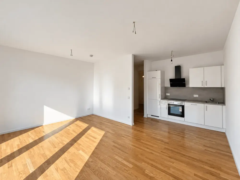 NEW BUILDING AT NEUEN PARK | Barrier-free 1-room apartment with fitted kitchen and west-facing balcony