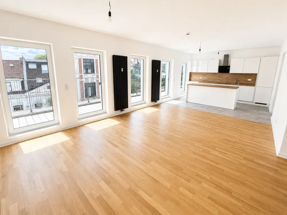 88m² PENTHOUSE im Erstbezug // Ecke Parkallee mit EBK, Parkett & Terrasse