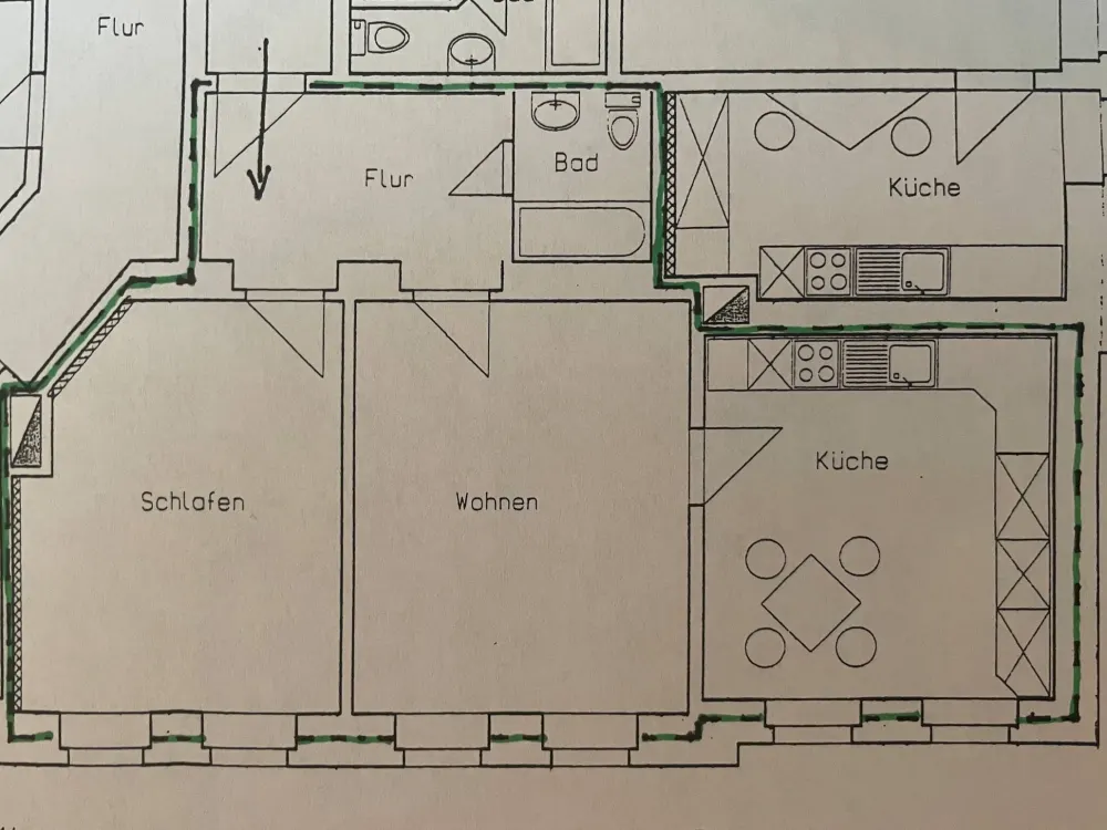 Zwei Zimmer Wohnung mit großer Wohnküche in saniertem Altbau in Dresden-Löbtau