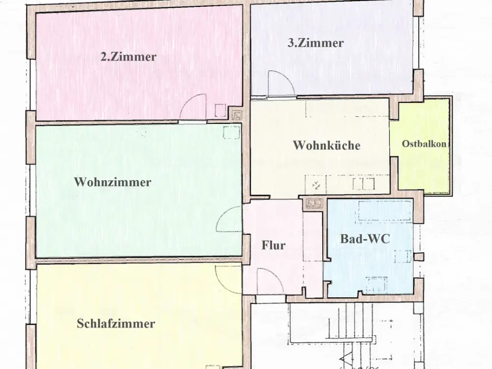 4-Zimmer Wohnung !WOHNGEMEINSCHAFT möglich! !MAX 3-4 PERS! nähe S2 4-Zimmer Wohnung mit Balkon