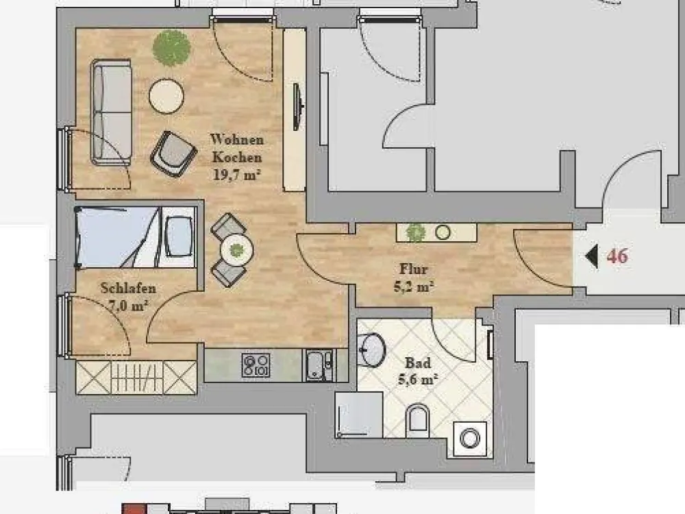 *Erstbezug in Leubnitz-Neuostra - moderne 1,5 - Raumwohnung mit Balkon *