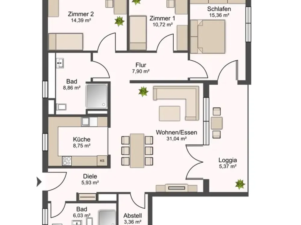Exclusive 4-Room Apartment with Loggia, Fitted Kitchen & Underground Parking in Rheinstetten