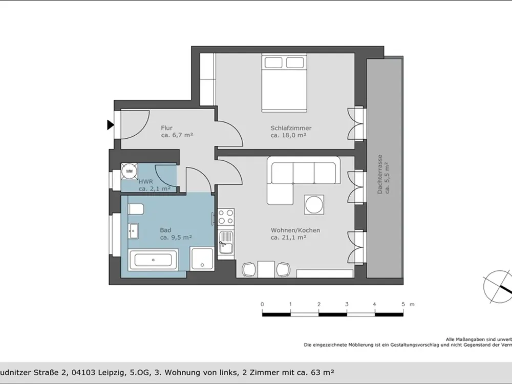 Exclusive 2-Room Apartment with Roof Terrace