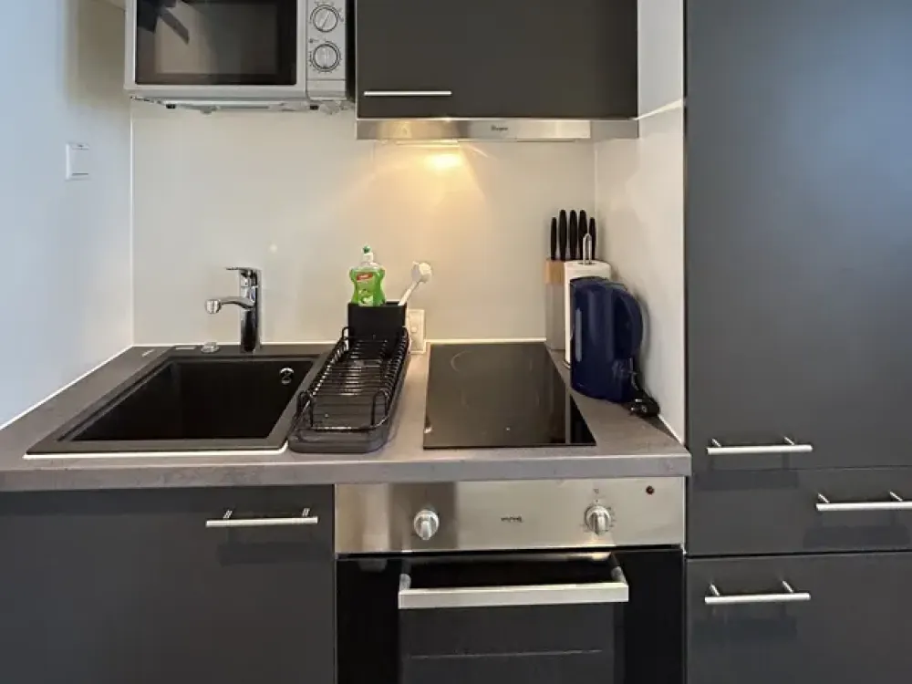 Free, beautiful 1-room apartment, modern & practical, central Niederrad