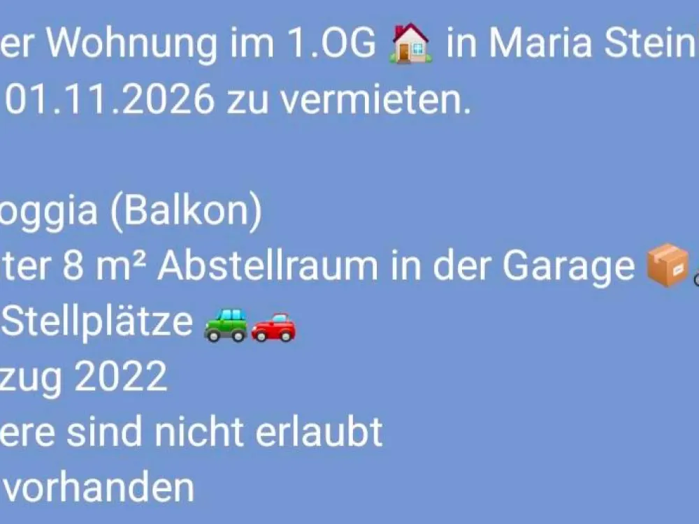 Schöne 3-Zimmer Nichtraucher-Wohnung im 1. OG in Maria Steinbach