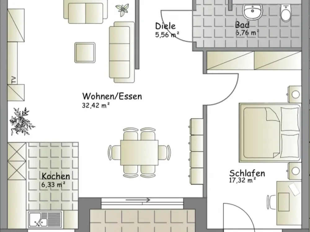 New Build - Exceptional and Exclusive 2-Room Apartment with Balcony and Fitted Kitchen in Hanau