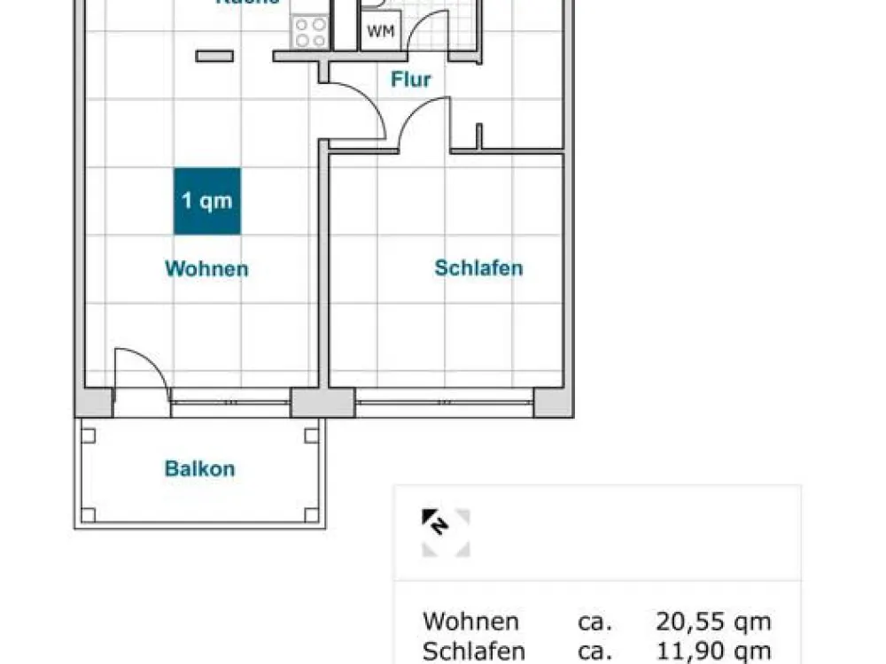 2-Zimmerwohnung mit Balkon und Aufzug, Bad mit Dusche