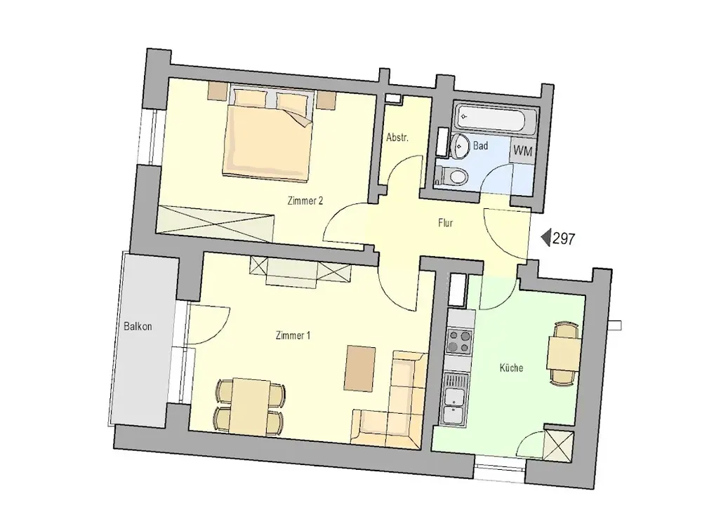 2-Zimmer-Wohnung mit Bad Modernisierung