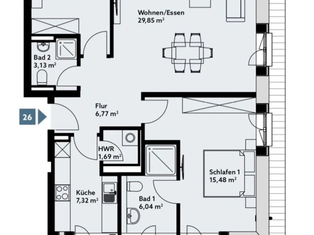 Living on Kurfürstenallee. Top equipped 3-room apartment with balcony