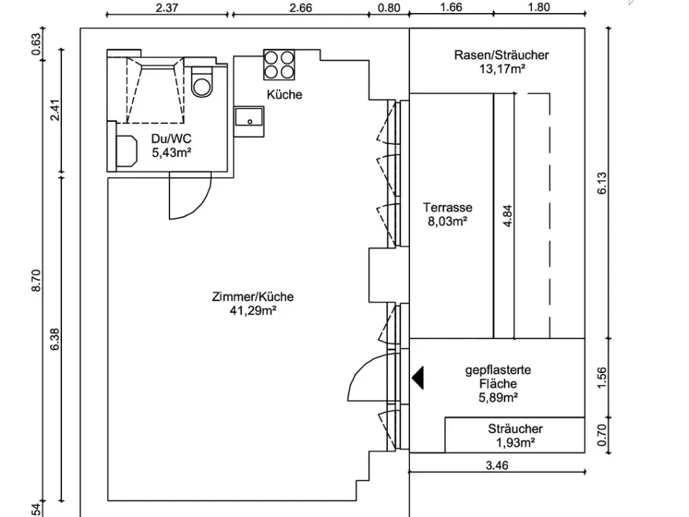 1-Zimmerwohnung mit Terrasse in Berlin-Wedding