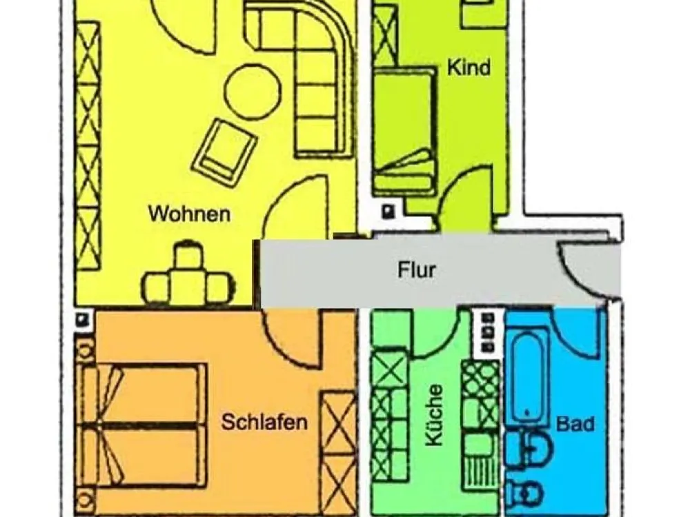 Hübsche Wohnung mit schönem Balkon in grüner und ländlicher Umgebung