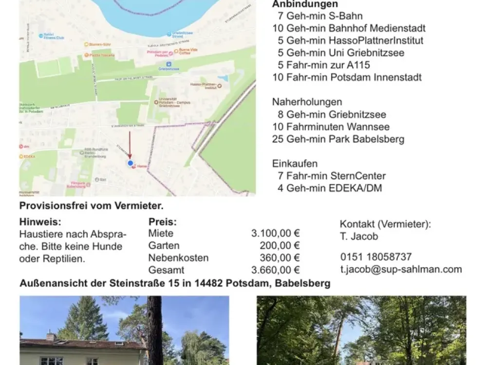 Zuhause mit 4 Zimmern in Potsdam Babelsberg / provisionsfrei vom Vermieter