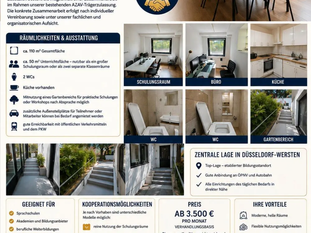 AZAV Schulungszentrum in Düsseldorf-Wersten zu vermieten