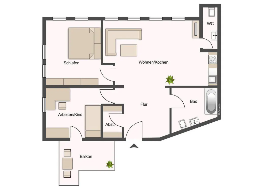 Leubnitz-Neuostra: Balkon + TG + EBK mgl.*