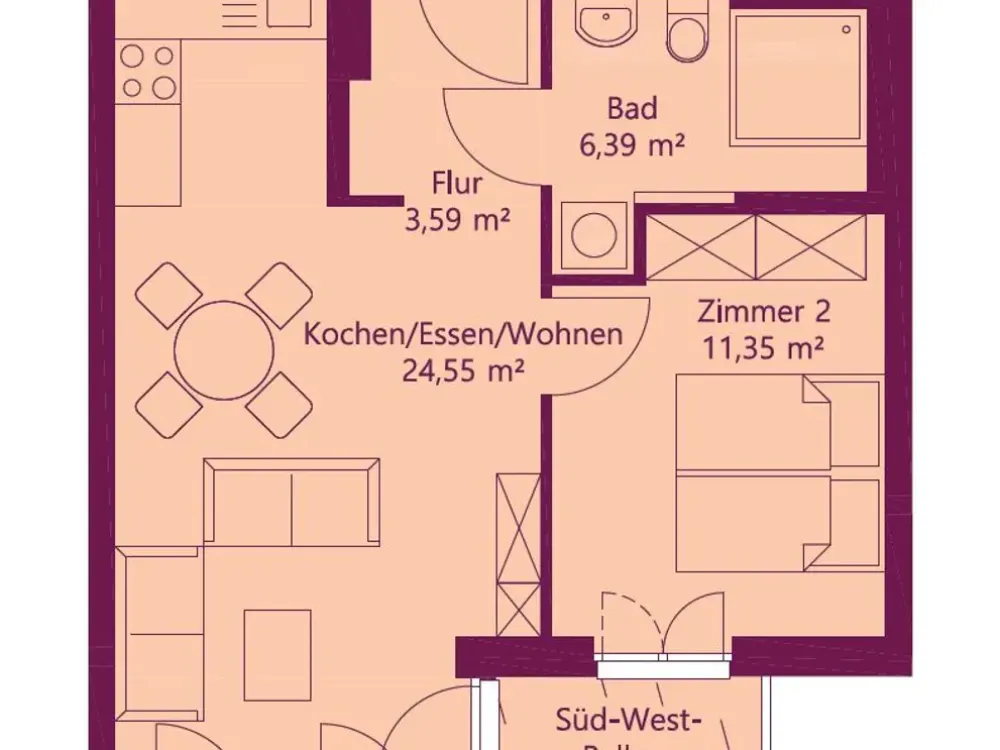 Erstbezug: Moderne 2-Zimmerwohnung, EBK und gute Energieeffizienz!