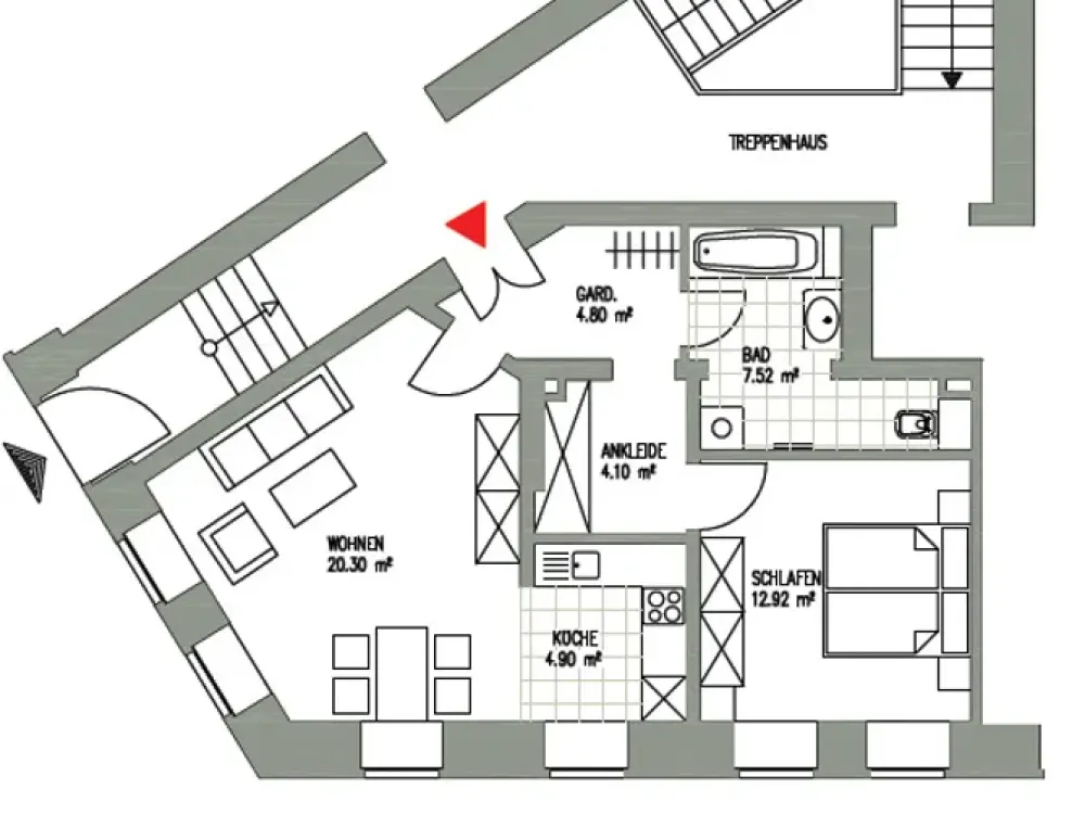 WAHREN + 2 ZIMMER + EINBAUKÜCHE + SCHICK & RUHIG + GRÜNER INNENHOF