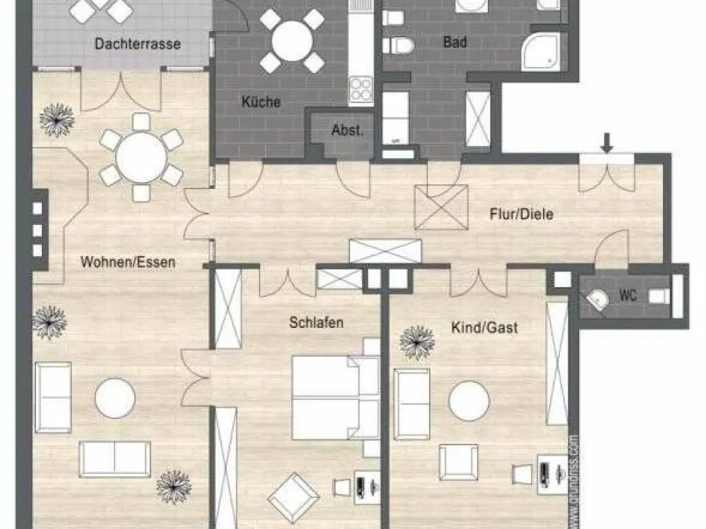 Gutbürgerliches Waldstraßenviertel - geräumige 3-Raum-Wohnung mit Kamin und Dachterrasse