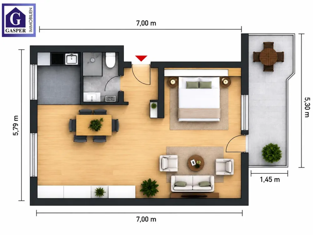Großzügige 1-Zimmer-Wohnung mit Balkon, Einbauküche und Tiefgaragenstellplatz - sofort bezugsfrei