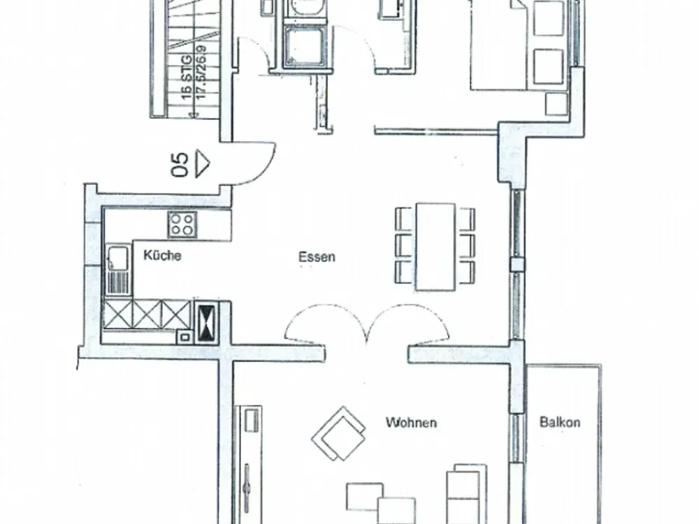 Helle 3-Zimmer-Wohnung mit offener Küche und Balkon
