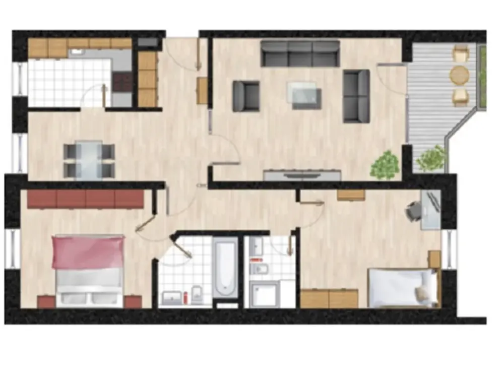 Schöne 3,5 Zimmer Wohnung in zentraler Lage (2 Badezimmer im Jahr 2016 modernisiert)