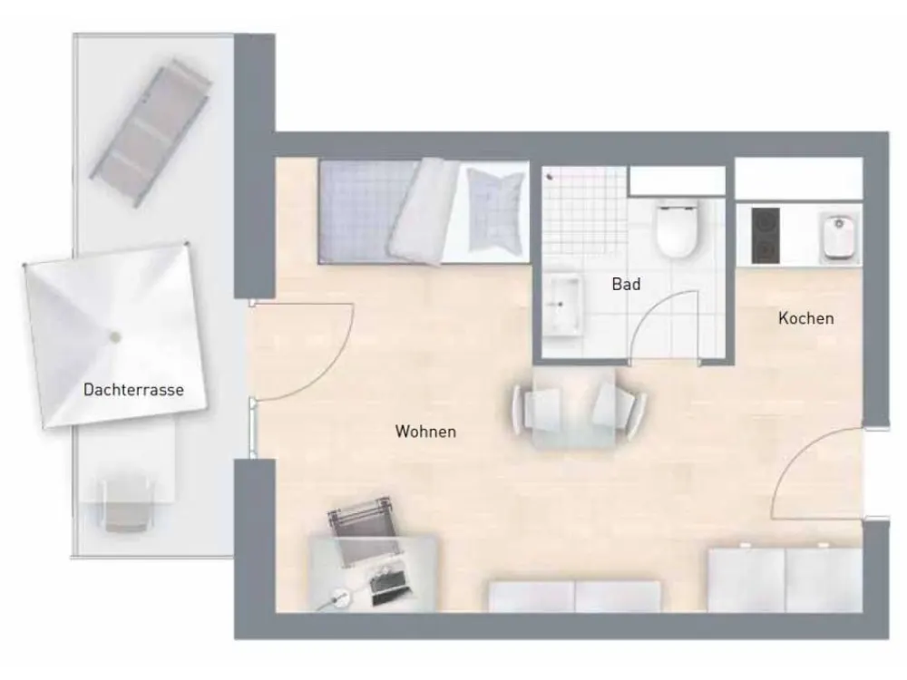 Moderne Single Apartments in Uni Nähe - inkl. EBK und eigenem Internetanschluss