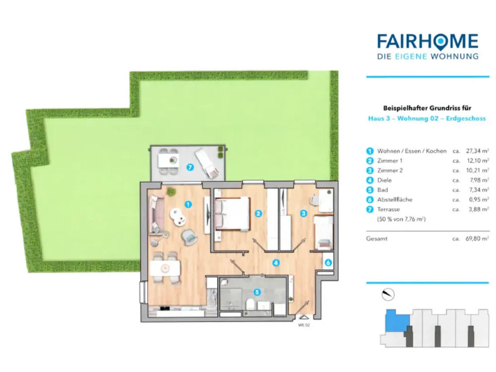 Hochwertige Neubauwohnung mit eigenem Garten und Tiefgaragenstellplatz in Bergheim-Glessen