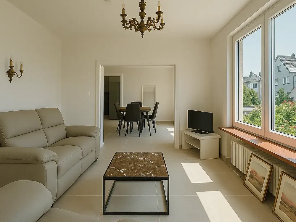 Moderne 3,5-Zimmer-Wohnung mit Vollmöblierung und Gartenmitnutzung in Düsseldorf-Unterrath