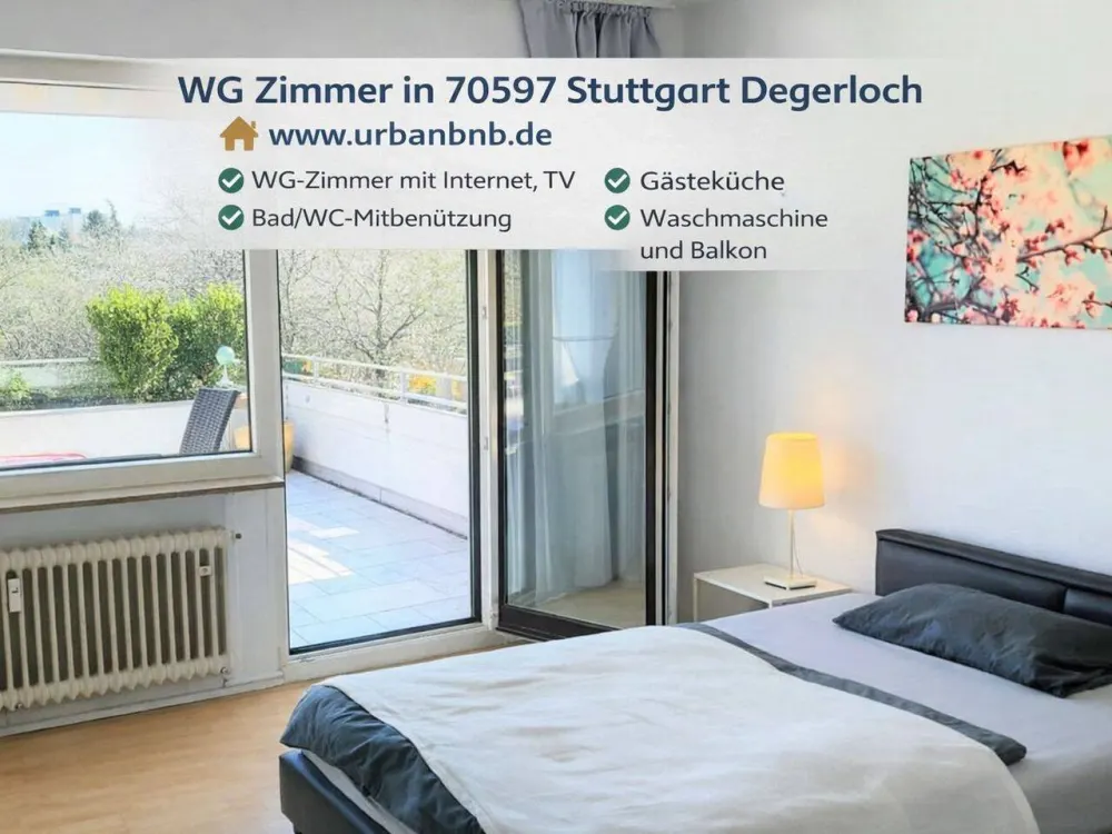 WG-Zimmer möbliert in Stuttgart Degerloch - 1 Monat Zeitwohnen