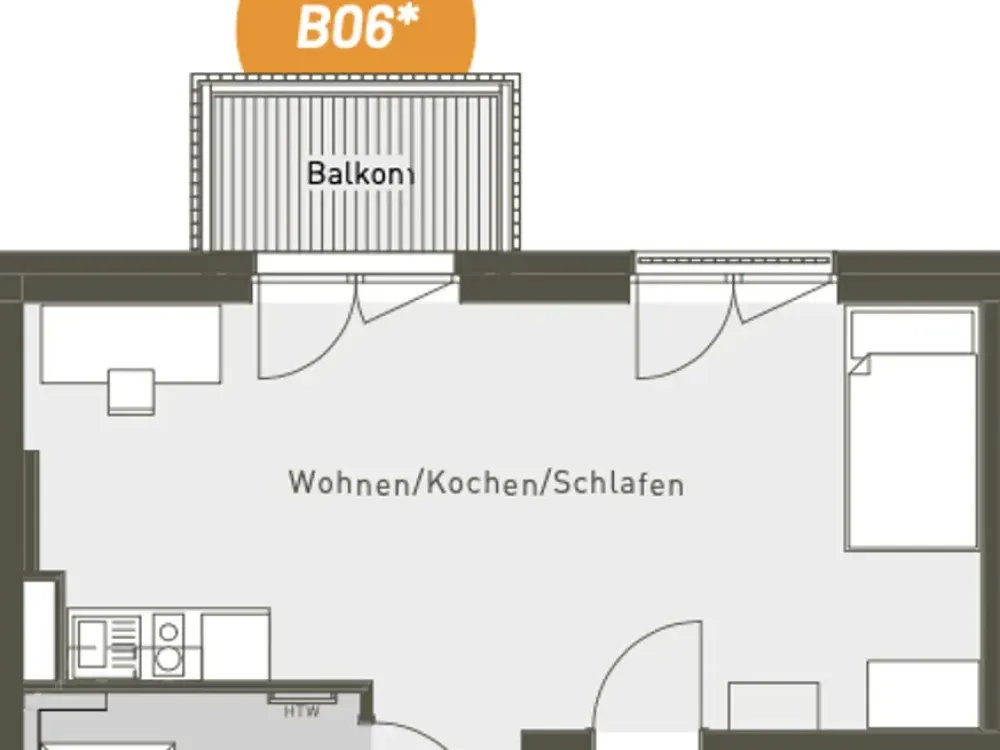 Erstbezug: Möbliertes 1-Zimmer-Apartment mit Einbauküche in Friedenau