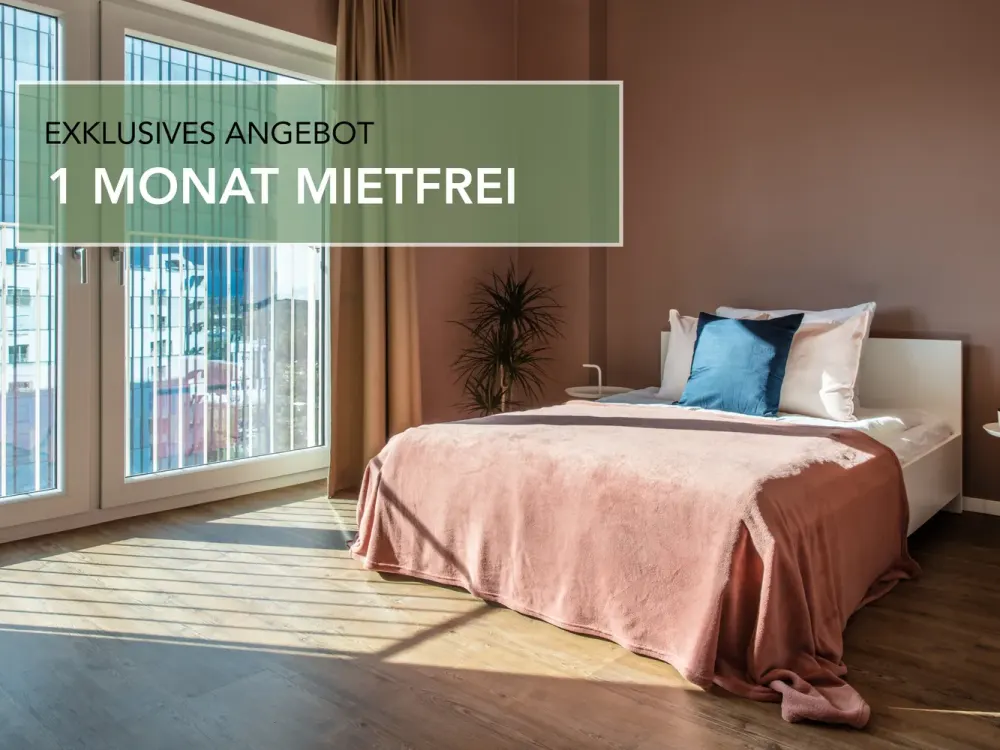 Möblierte 2-Zimmer Wohnung mit Fitness, Wifi, Lounge & Dachterrasse