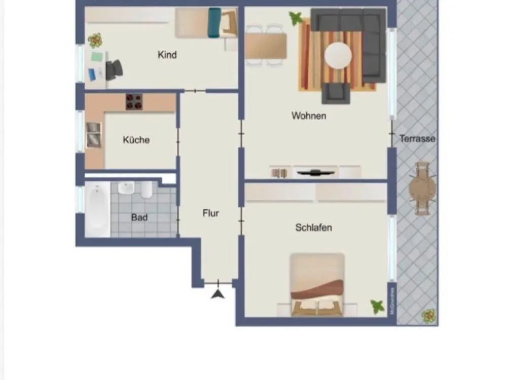 Renovierte 3-Zi-Wohnung mit Balkon und Einbauküche in Nürnberg