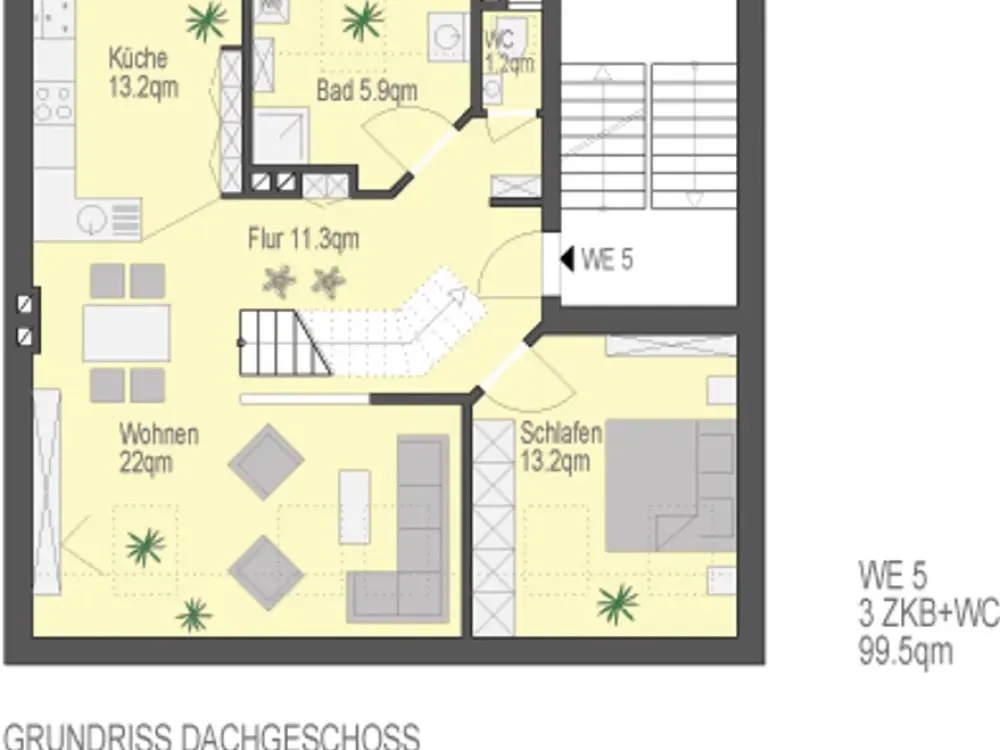 SCHICKes & HELLes DACHgeschoss_PIFFiger Grundriss_Tageslichtbad_Gäste-WC_HBF 7 Min.