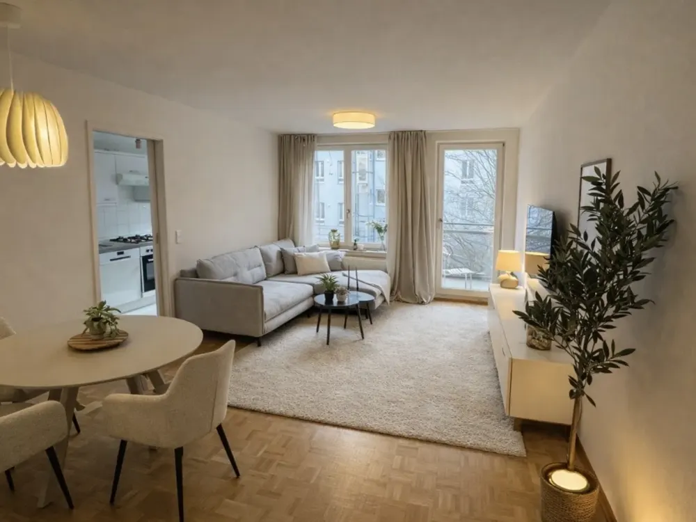 Modernisierte & komplett möblierte 2-Zimmer-Wohnung auf Zeit, Erstbezug nach Renovierung.