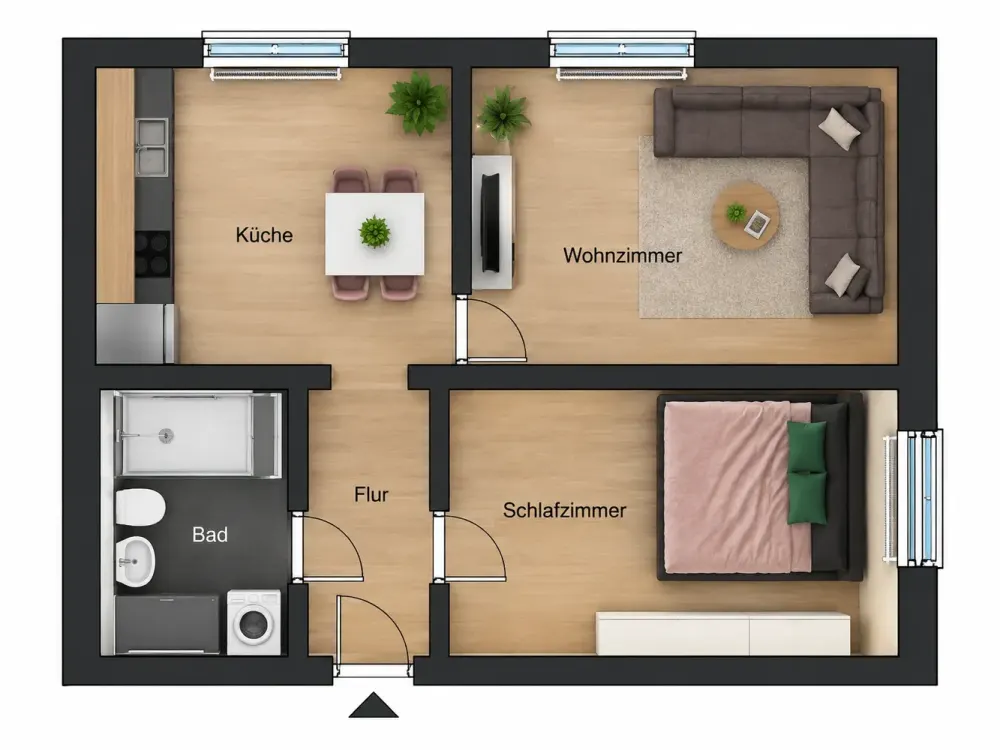 2,5-Zimmer-Wohnung im Erdgeschoss