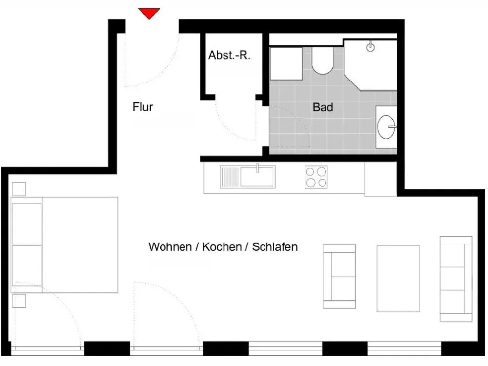 Smart Living on 40 m²: 1-Room First Occupancy with Top Equipment, Perfect for Commuters