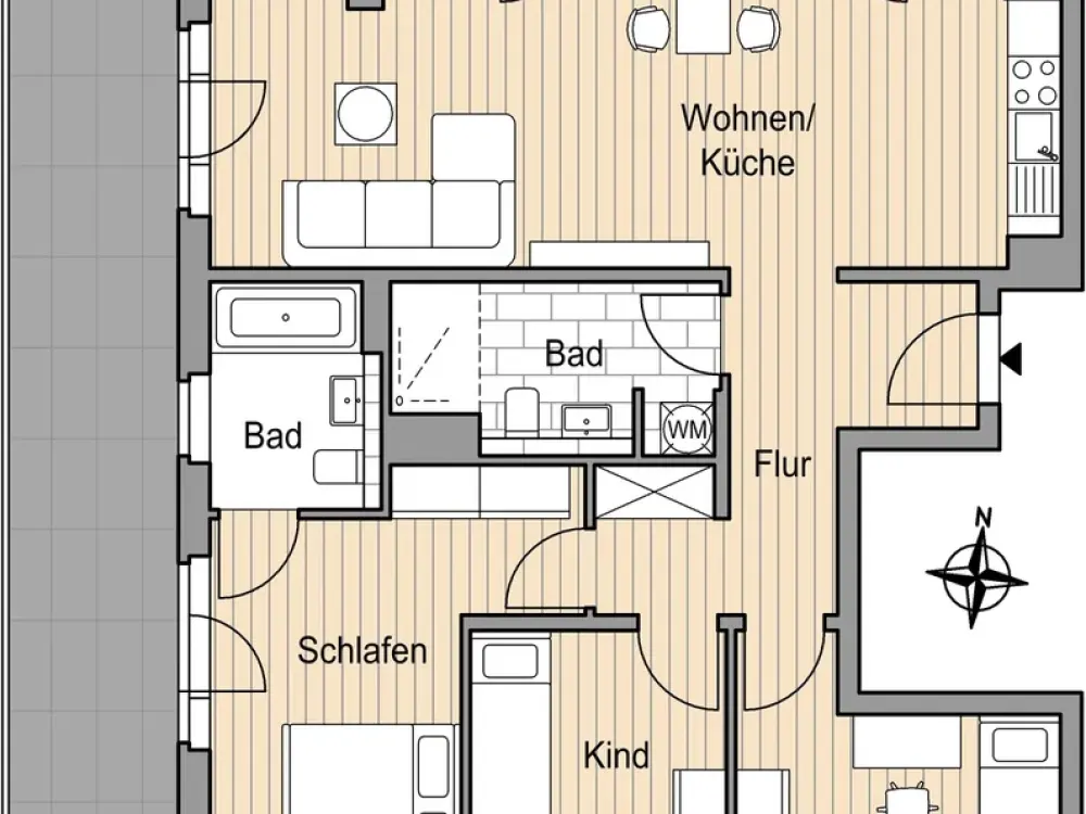 Penthouse mit umlaufender Dachterrasse
