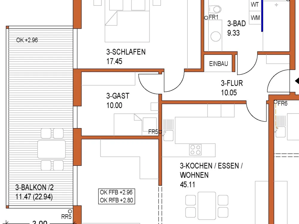 Hochwertige 93 qm Wohnung mit 23 qm Balkon in wunderschöner Lage
