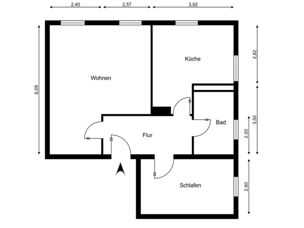Modernisierte 2 Zimmer Wohnung mit Küche